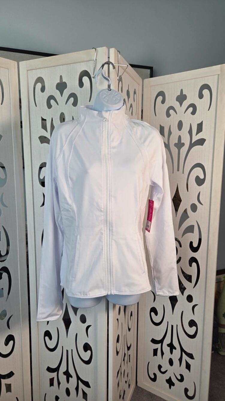 Yoga-Licious White Full Zip Athletic Jacket Women L NWT Stretch Yoga Running
